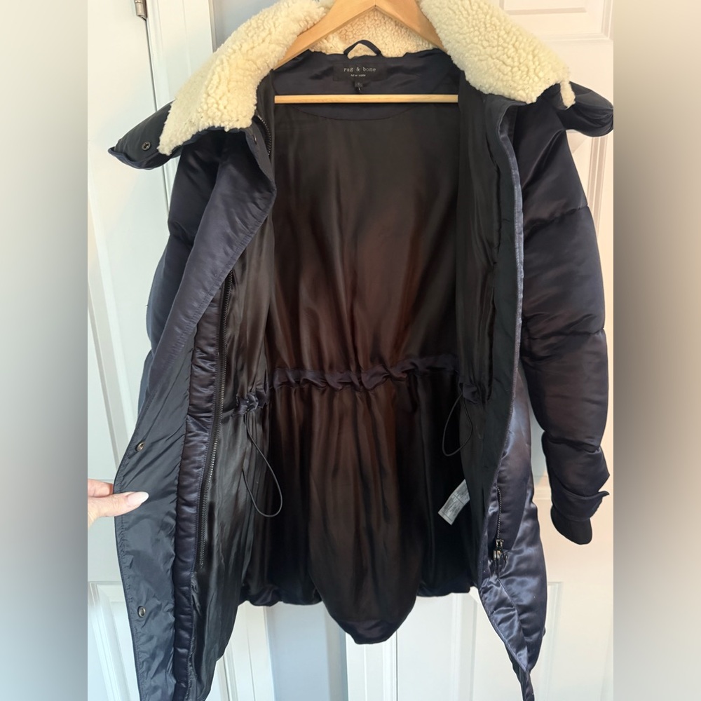 Rag & Bone women’s blue goose down puffer winter coat jacket. Size 0 XS xsmall - Picture 6 of 9